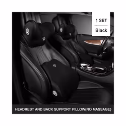 Car Massage Headrest Pillow Set USB Charging Auto Seat Back Support Relieve - Black-Set-Normal