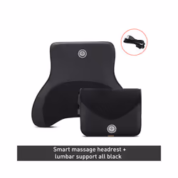 Car Neck Massage Pillow Lumbar Support Cushion Auto Seat Travel Relax - Massage-Black-Set