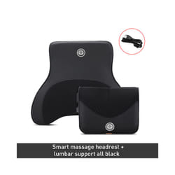 Car Neck Massage Pillow Lumbar Support Cushion Auto Seat Travel Relax - Massage-Black-Set