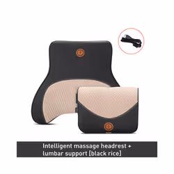 Car Neck Massage Pillow Lumbar Support Cushion Auto Seat Travel Relax - Massage-Beige-Set