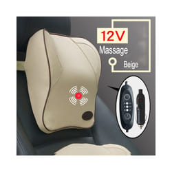 USB Charger Electric Vibration Car Massager Pillow Pain Relief Car Seat - Beige-Neck-12V