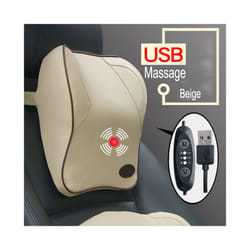 USB Charger Electric Vibration Car Massager Pillow Pain Relief Car Seat - Beige-Neck-USB