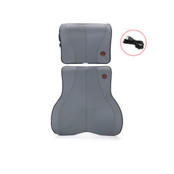 2023 Car Massage Heat Neck Support Pillow Seat Back Support Headrest Pillow - Gray-Set