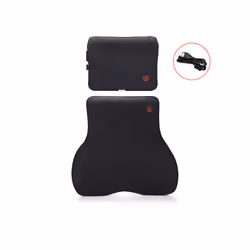 2023 Car Massage Heat Neck Support Pillow Seat Back Support Headrest Pillow - Black-Set