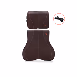 2023 Car Massage Heat Neck Support Pillow Seat Back Support Headrest Pillow - Coffee-Set