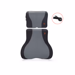 2023 Car Massage Heat Neck Support Pillow Seat Back Support Headrest Pillow - BlackGray-Set