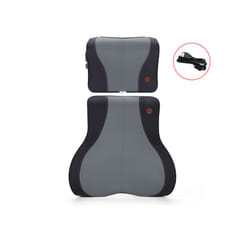 2023 Car Massage Heat Neck Support Pillow Seat Back Support Headrest Pillow - BlackGray-Set