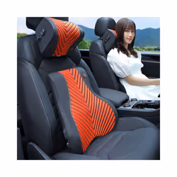 Car Neck Massage Pillow Lumbar Support Cushion Auto Seat  Relax Head Waist - Massage-Red-Set