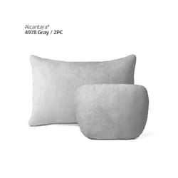 Alcantara Car Lumbar Support Pillow Headrest Back Cushion Auto Accessories - Alcantara Gray 2pcs