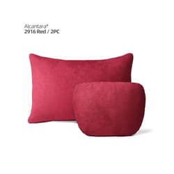 Alcantara Car Lumbar Support Pillow Headrest Back Cushion Auto Accessories - Alcantara Red 2pcs