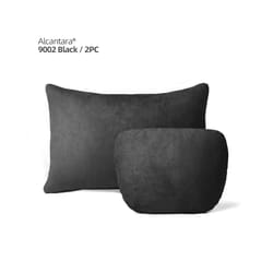Alcantara Car Lumbar Support Pillow Headrest Back Cushion Auto Accessories - Alcantara Black 2pcs