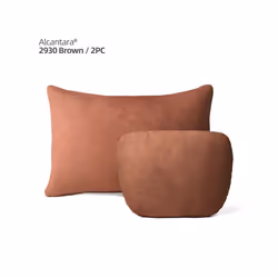 Alcantara Car Lumbar Support Pillow Headrest Back Cushion Auto Accessories - Alcantara Brown 2pcs
