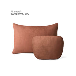 Alcantara Car Lumbar Support Pillow Headrest Back Cushion Auto Accessories - Alcantara Brown 2pcs