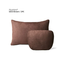 Alcantara Car Lumbar Support Pillow Headrest Back Cushion Auto Accessories - Alcantara Coffee 2pc