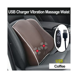 USB Charger Electric Vibration Car Massager Pillow Pain Relief Car Seat - Coffee-Waist-USB