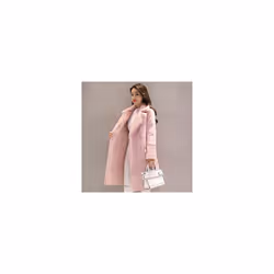 Winter Fashion New High Quality Rabbit fur coat Velvet Fur Coat Long F - L, Pink