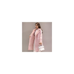 Winter Fashion New High Quality Rabbit fur coat Velvet Fur Coat Long F - L, Pink