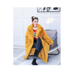 2024 New Female Winter Plush Thick Warm Loose Women Faux Rabbit Fur Co - L, yellow
