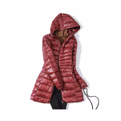 Women Puffer Jackets Ultralight Duck Down Jacket 2024 New Autumn Winte - M, Wine red