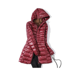 Women Puffer Jackets Ultralight Duck Down Jacket 2024 New Autumn Winte - M, Wine red