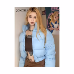 2024 Winter Coat for Women Keep Warm and Thick Jackets Blue Short Coat - L, Blue