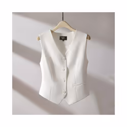 2024 New Women's Suit Vest V-Neck Single Breasted Sleeveless Jacket So - xxxL, White