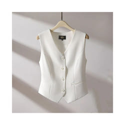 2024 New Women's Suit Vest V-Neck Single Breasted Sleeveless Jacket So - xxxL, White