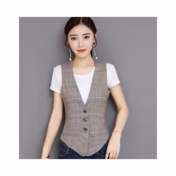 2024 New Women's Suit Vest V-Neck Single Breasted Sleeveless Jacket So - M, qinhuise