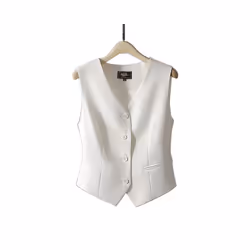 2024 New Women's Suit Vest V-Neck Single Breasted Sleeveless Jacket So - xL, Black