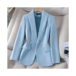 Yitimuceng Prink Woolen Blazers for Women New Korean Fashion Elegant L - L, Blue