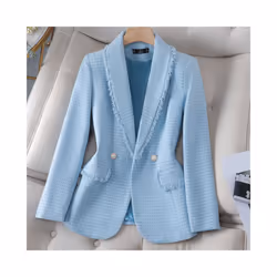 Yitimuceng Prink Woolen Blazers for Women New Korean Fashion Elegant L - xL, Blue