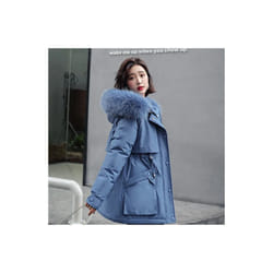 2024 Fashion Warm Fur Lining Parka Winter Jacket Thick Hooded Parkas F - M, Blue