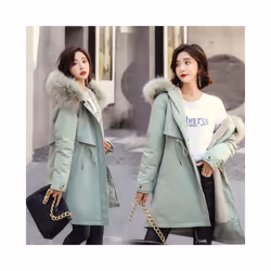 2024 Women Fur Lining Thick Long Parka Winter Jacket Snow Wear Outwear - 6xL, green