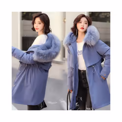 2024 Women Fur Lining Thick Long Parka Winter Jacket Snow Wear Outwear - 6xL, green