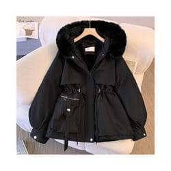 2024 Women's Winter Jacket Overcoat Fashion Thick Cotton Liner Padded - M, Black