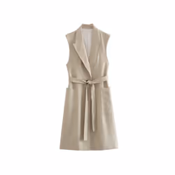 Fashion Vest New 2024 Women Waistcoat Mid-Length Spring Autumn Casual - S, 6354