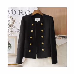 2024 Autumn Winter French Luxury Tweed Jacket Coat Women O-Neck Long S - xL, Yellow