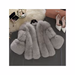2024 Autumn Winter Fur Fox Coat Women Fluffy Jacket  Autumn Winter New - L, grey