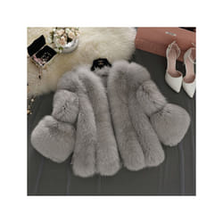 2024 Autumn Winter Fur Fox Coat Women Fluffy Jacket  Autumn Winter New - xxxxL, grey
