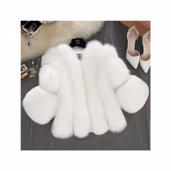 2024 Autumn Winter Fur Fox Coat Women Fluffy Jacket Autumn Winter New - L, white