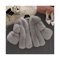 2024 Autumn Winter Fur Fox Coat Women Fluffy Jacket  Autumn Winter New - L, white