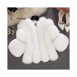 2024 Autumn Winter Fur Fox Coat Women Fluffy Jacket  Autumn Winter New - L, white