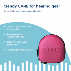 BANZ Kidz Earmuff Case 2+ Years - Magenta - Travel Case for Kids & Toddler Headphone Protection - Lightweight  Compact & Durable Earmuff Container