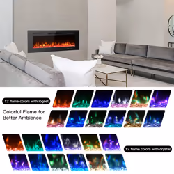 Ultra-Thin Electric Fireplace Low Noise - 102cm/40"