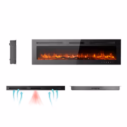 Ultra-Thin Electric Fireplace Low Noise - 153cm/60"