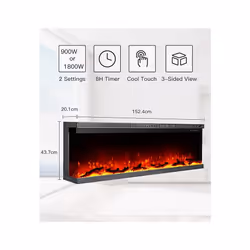 M.C.Haus 3-Sided Stereo Electric Fireplace Heating - 44cm H x 153cm W x 20cm D