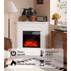 Modern Electric Fireplace Adjustable Flame Colours - Triangular Tabletop Multi-Stage Adjustable Corner Wall Heater