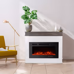 Modern Electric Fireplace Adjustable Flame Colours - 12 colour flames, 5 level adjustments, remote control