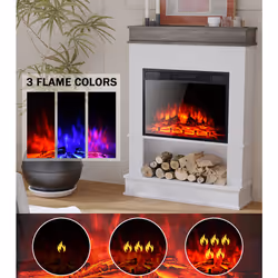 Modern Electric Fireplace Adjustable Flame Colours - 23-inch stove core, energy saving with overheat protection