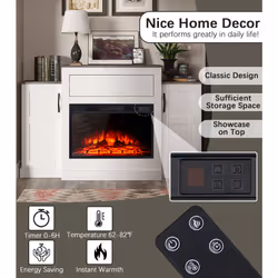 M.C.Haus. Electric Fireplace with Storage, Adjustable Heater,TV Stand
